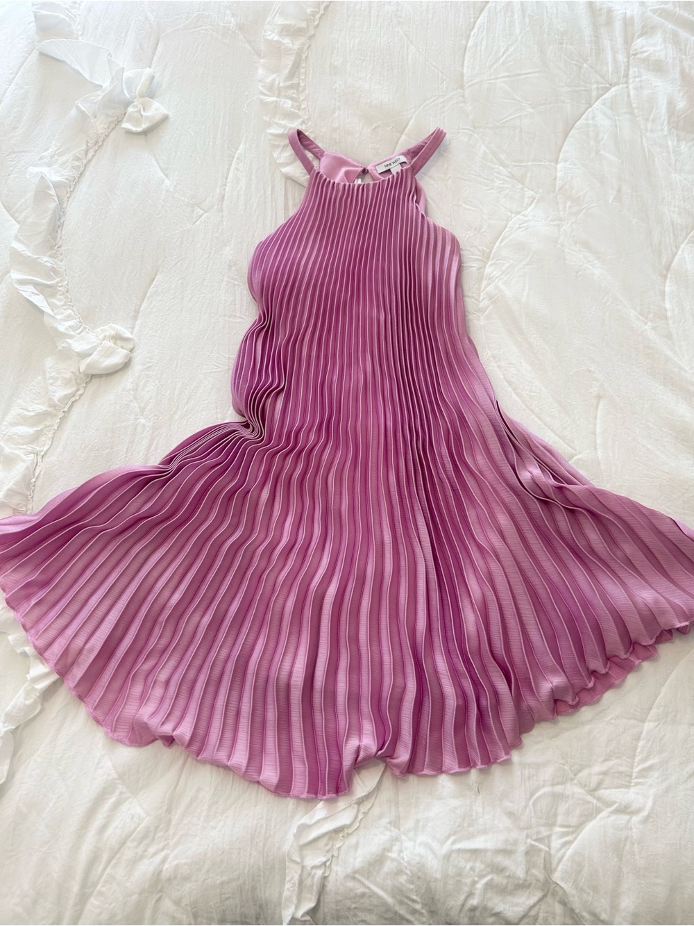 Womens Pleated Halter Dress in Mauve Pink